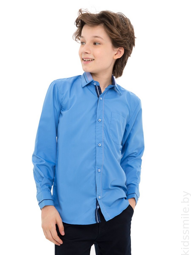 Рубашка для мальчика с кантом, синяя, 128-134 (31)