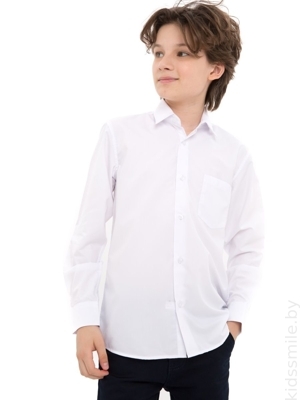 Рубашка для мальчика однотонная, цвет белый, 116-122
